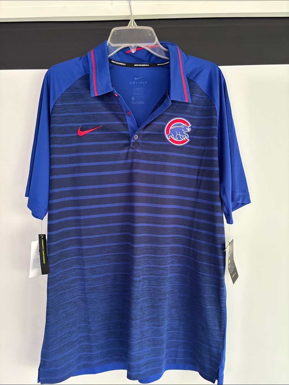 Nike Men’s Royal Blue & Navy Chicago Cubs Dri-FIT Polo with Red Accents